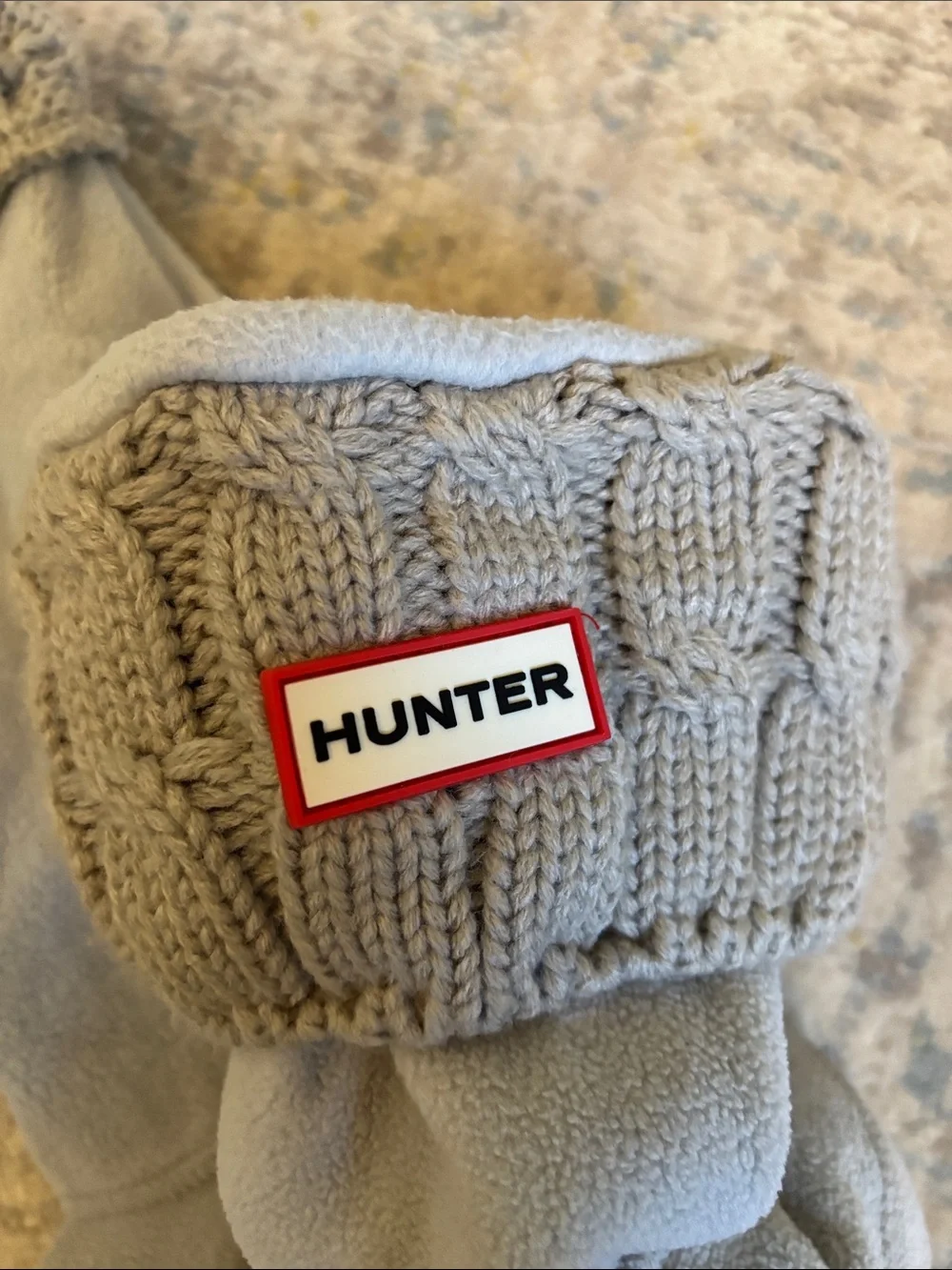 Hunter Light Gray Fleece Boot Liners with Knit Cuff